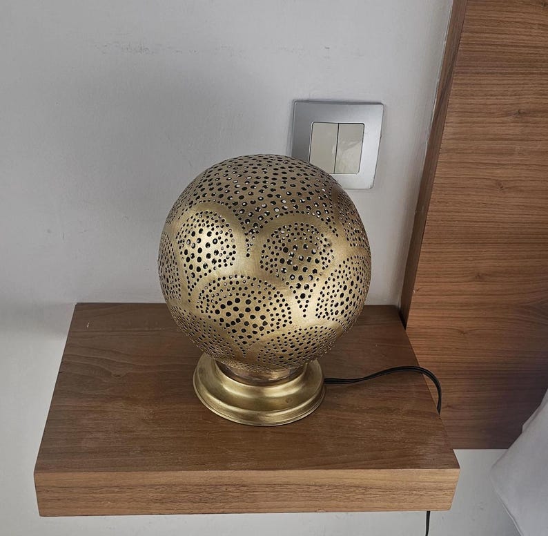 Order by Size : Moroccan Handmade Brass Table Lamp (Dahab)