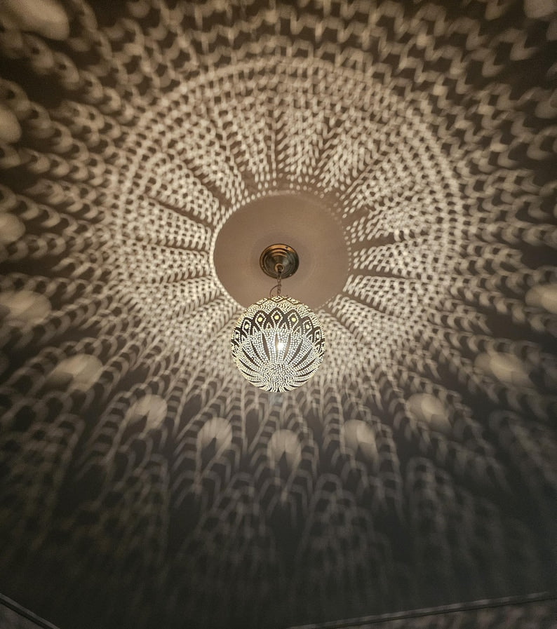 Order by Size : Moroccan Handmade Brass Ceiling Pendant Light (Shahira)