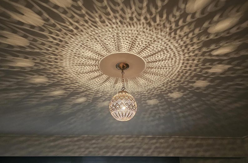 Order by Size : Moroccan Handmade Brass Ceiling Pendant Light (Shahira)