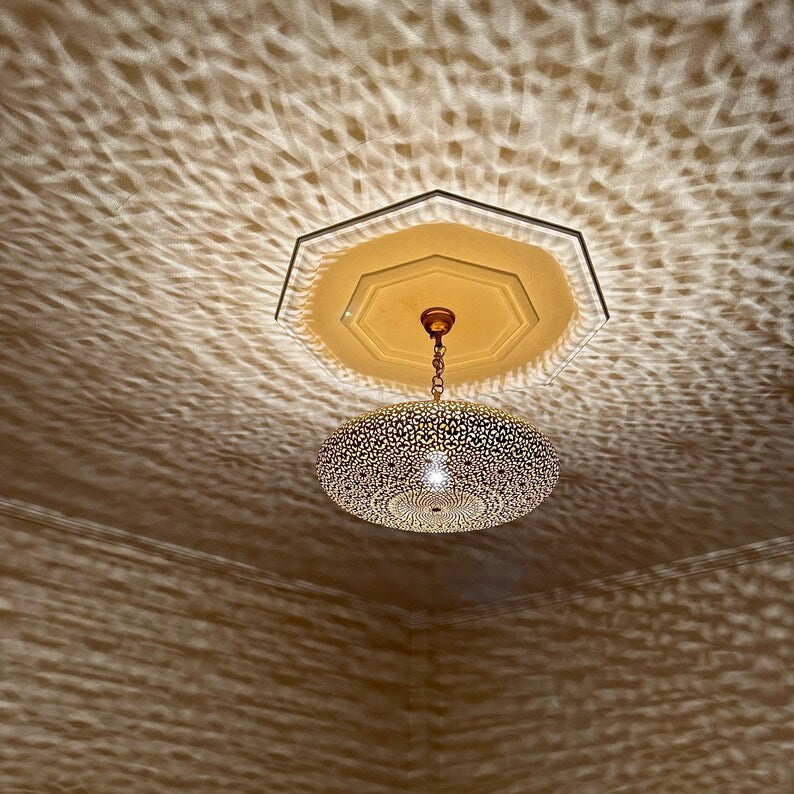 Order by Size : Moroccan Handmade Brass Ceiling Pendant Light (Amalina)