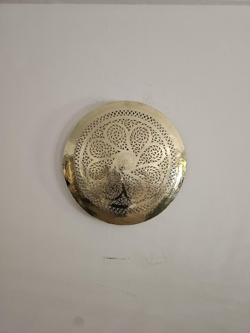 Order by Size : Moroccan handmade brass round wall light lamp (chefchaouen)