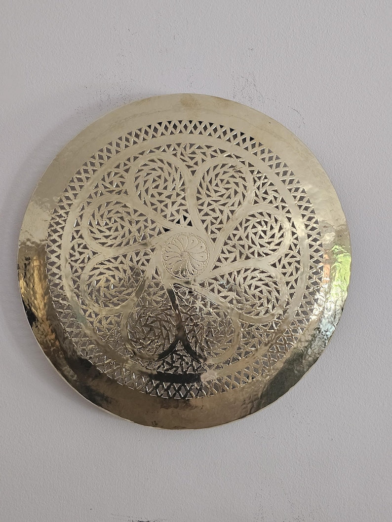 Order by Size : Moroccan handmade brass round wall light lamp (chefchaouen)