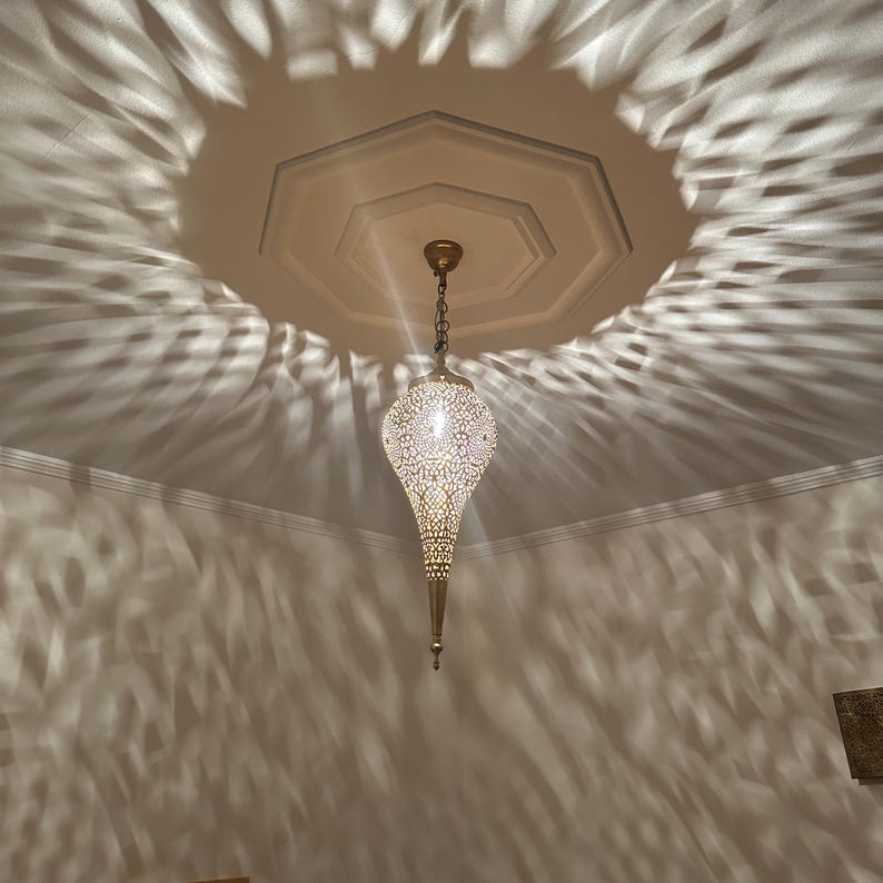 Order by Size : Moroccan Handmade Brass Ceiling Pendant Light (Taima)