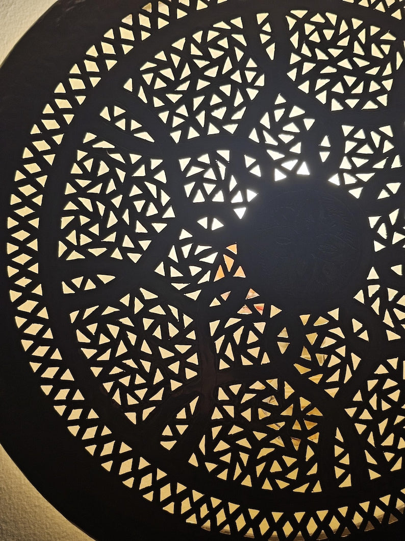 Order by Size : Moroccan handmade brass round wall light lamp (laayoun)