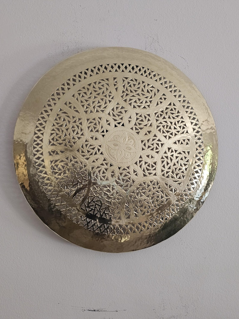 Order by Size : Moroccan handmade brass round wall light lamp (laayoun)