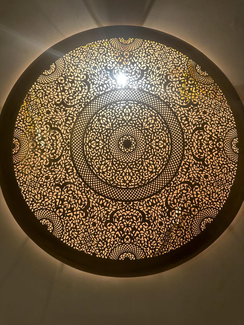 Order by Size : Moroccan handmade brass round wall light lamp ( Azilal)