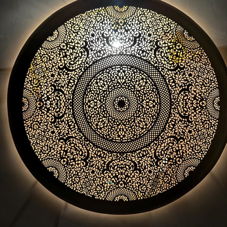 Order by Size : Moroccan handmade brass round wall light lamp ( Azilal)