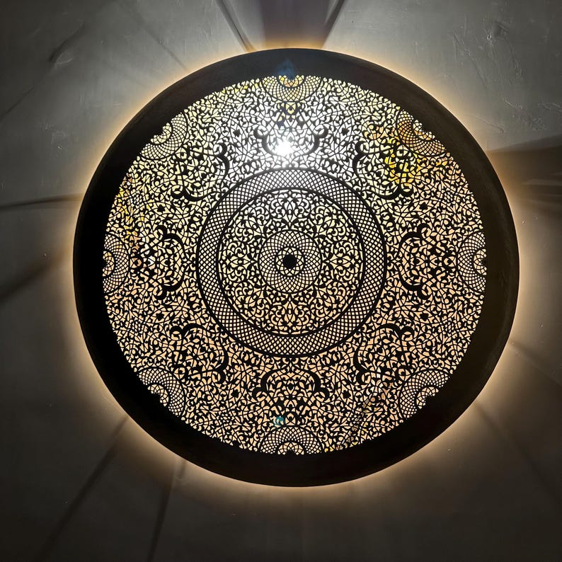 Order by Size : Moroccan handmade brass round wall light lamp ( Azilal)