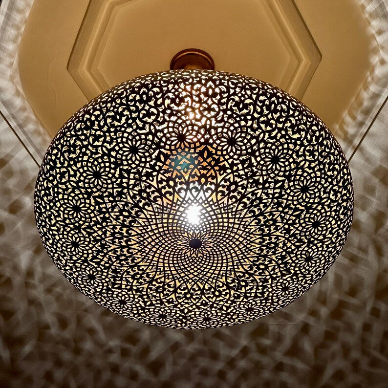 Order by Size : Moroccan Handmade Brass Ceiling Pendant Light (Amalina)