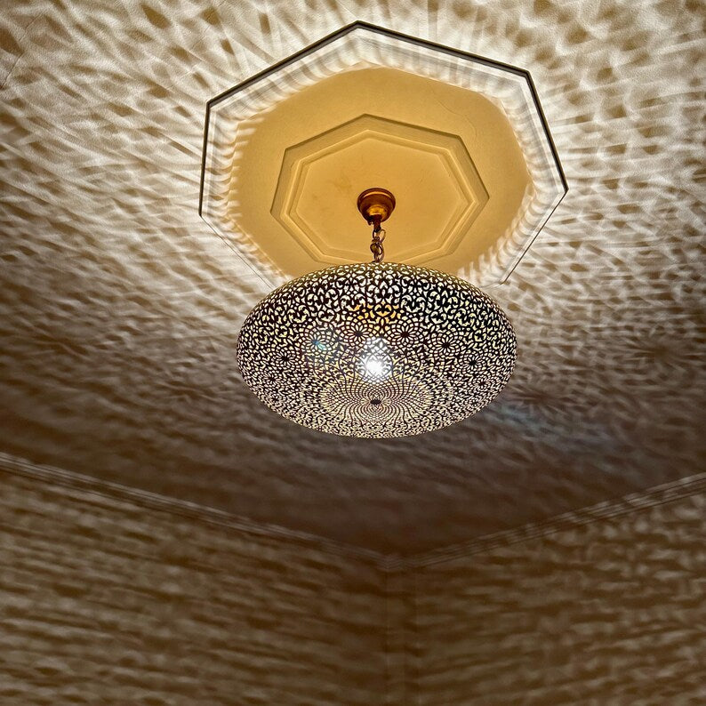 Order by Size : Moroccan Handmade Brass Ceiling Pendant Light (Amalina)