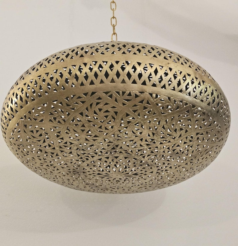 Order by Size : Moroccan Handmade Brass Ceiling Pendant Light (Nuha)