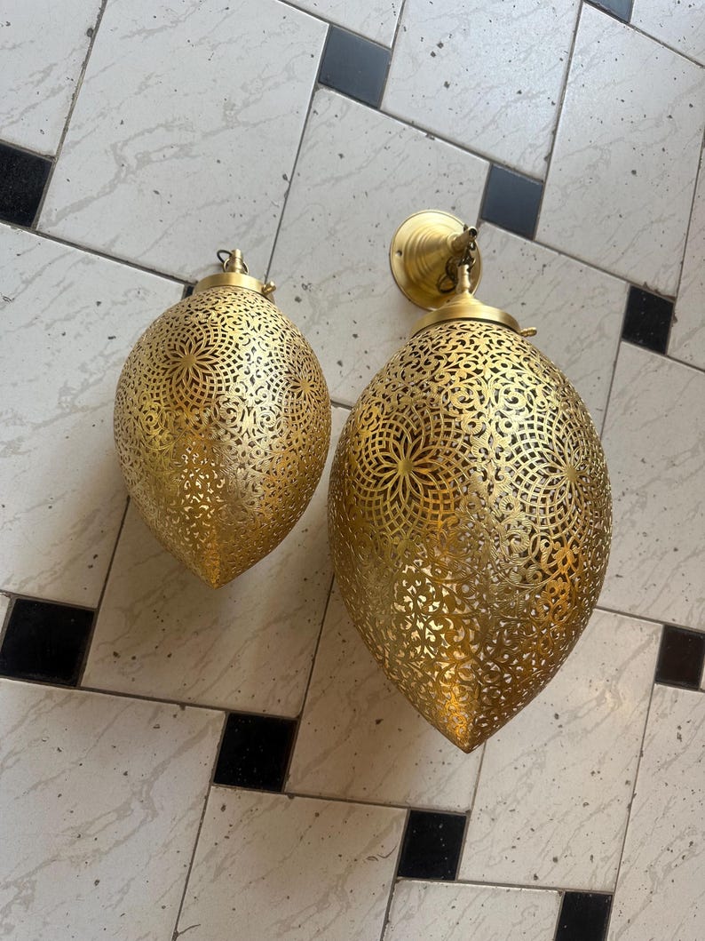 Order by Size : Moroccan Handmade Brass Ceiling Pendant Light (Mazi)