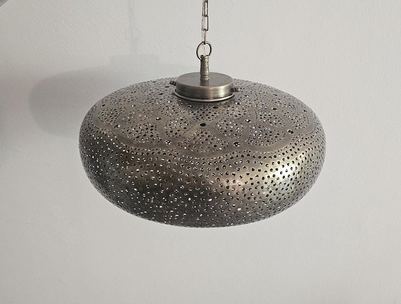 Order by Size : Moroccan Handmade Brass Ceiling Pendant Light (Rawdah)