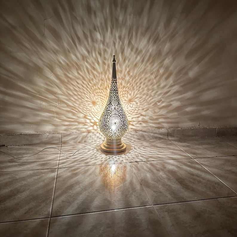 Order by Size : Moroccan Handmade Brass Table Lamp (Silia )