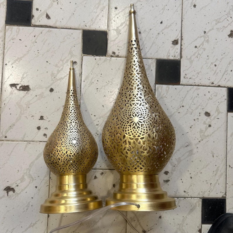 Order by Size : Moroccan Handmade Brass Table Lamp (Silia )