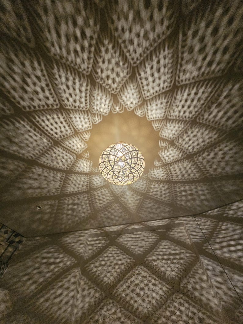 Order by Size : Moroccan Handmade Brass Ceiling Pendant Light (Lubna)