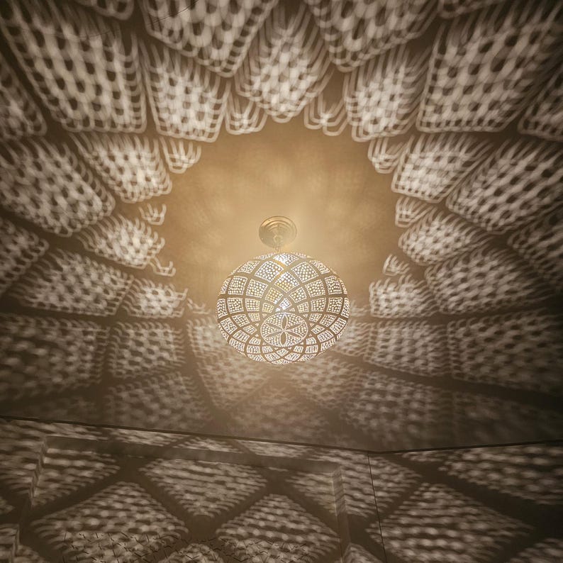 Order by Size : Moroccan Handmade Brass Ceiling Pendant Light (Lubna)
