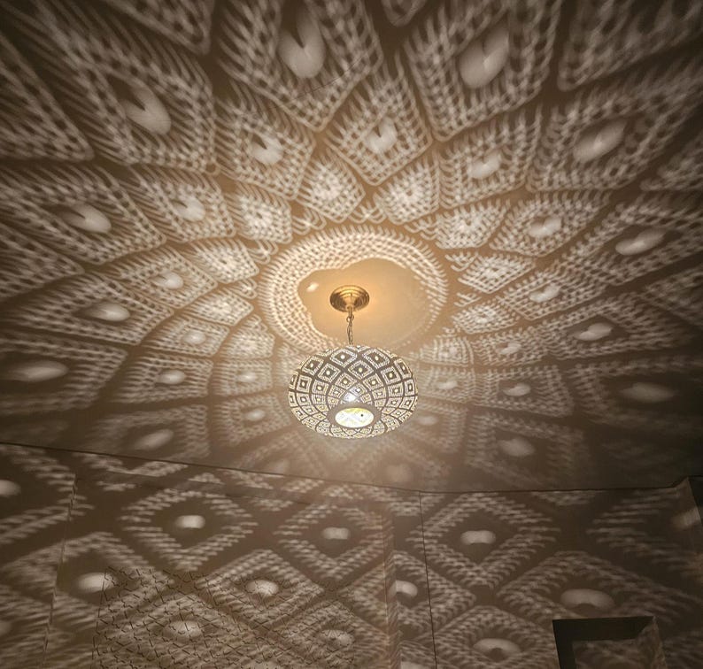 Order by Size : Moroccan Handmade Brass Ceiling Pendant Light (Safiya)
