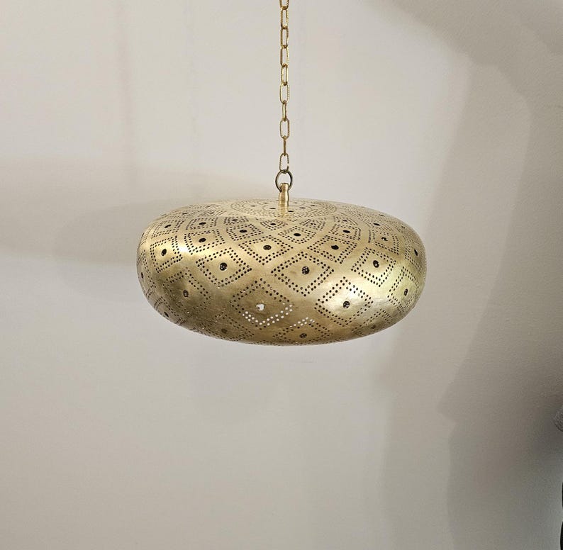 Order by Size : Moroccan Handmade Brass Ceiling Pendant Light (Safiya)