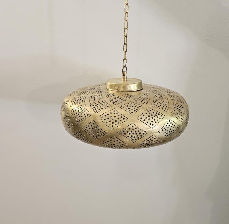 Order by Size : Moroccan Handmade Brass Ceiling Pendant Light (Lubna)