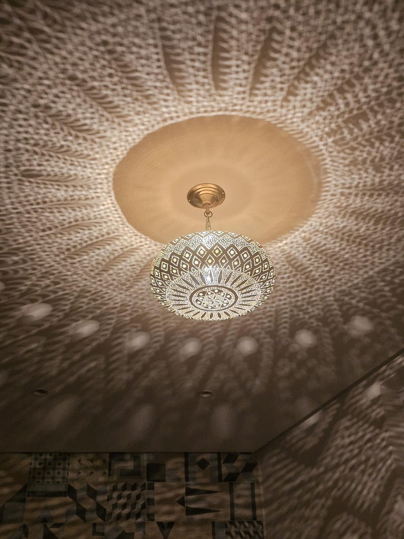 Order by Size : Moroccan Handmade Brass Ceiling Pendant Light (Salsabeel)