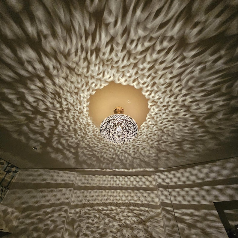 Order by Size : Moroccan Handmade Brass Ceiling Pendant Light (Nuha)