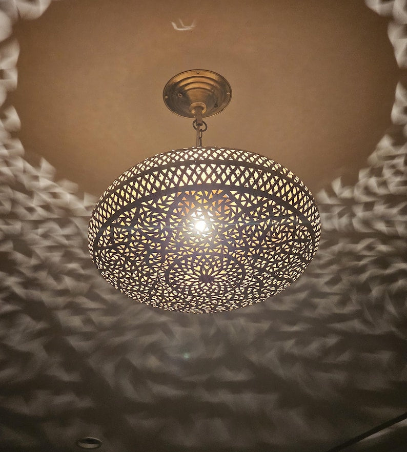 Order by Size : Moroccan Handmade Brass Ceiling Pendant Light (Nuha)