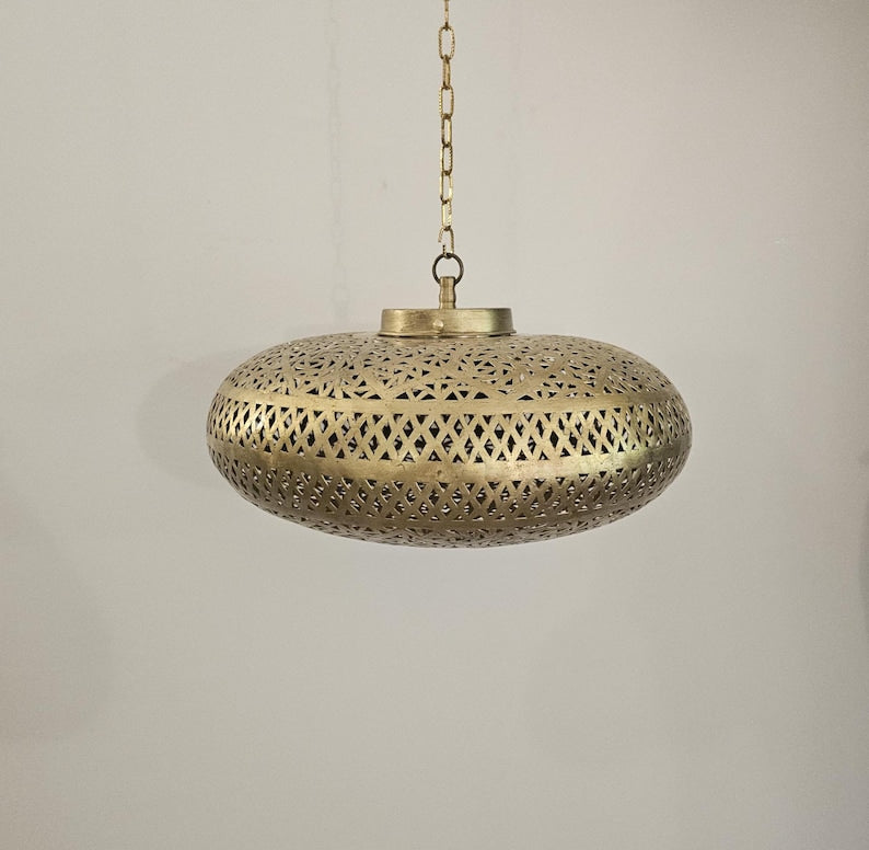Order by Size : Moroccan Handmade Brass Ceiling Pendant Light (Nuha)