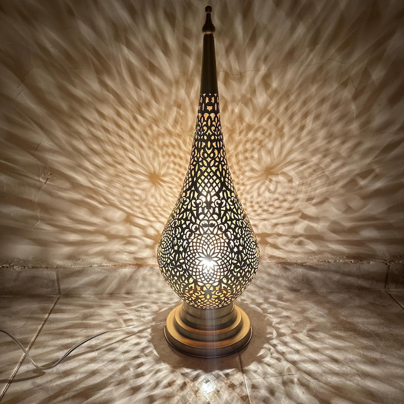 Order by Size : Moroccan Handmade Brass Table Lamp (Silia )