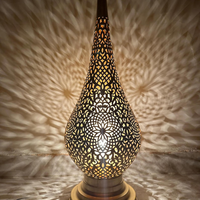 Order by Size : Moroccan Handmade Brass Table Lamp (Silia )