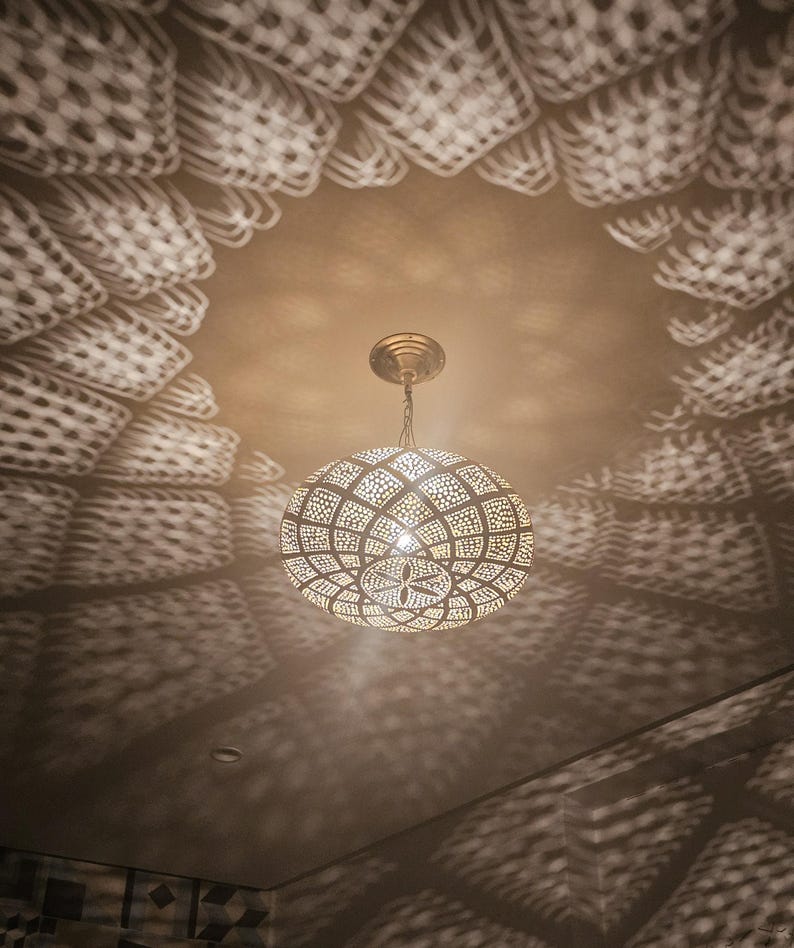 Order by Size : Moroccan Handmade Brass Ceiling Pendant Light (Lubna)