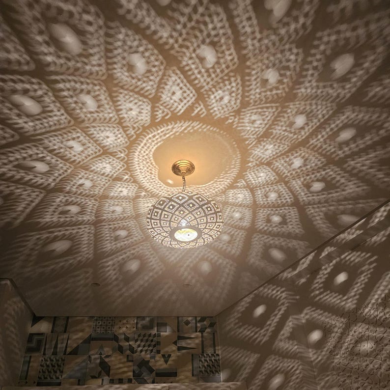 Order by Size : Moroccan Handmade Brass Ceiling Pendant Light (Safiya)