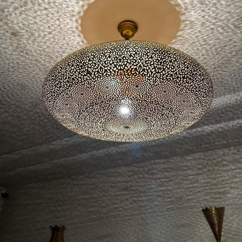 Order by Size : Moroccan Handmade Brass Ceiling Pendant Light (Amalina)