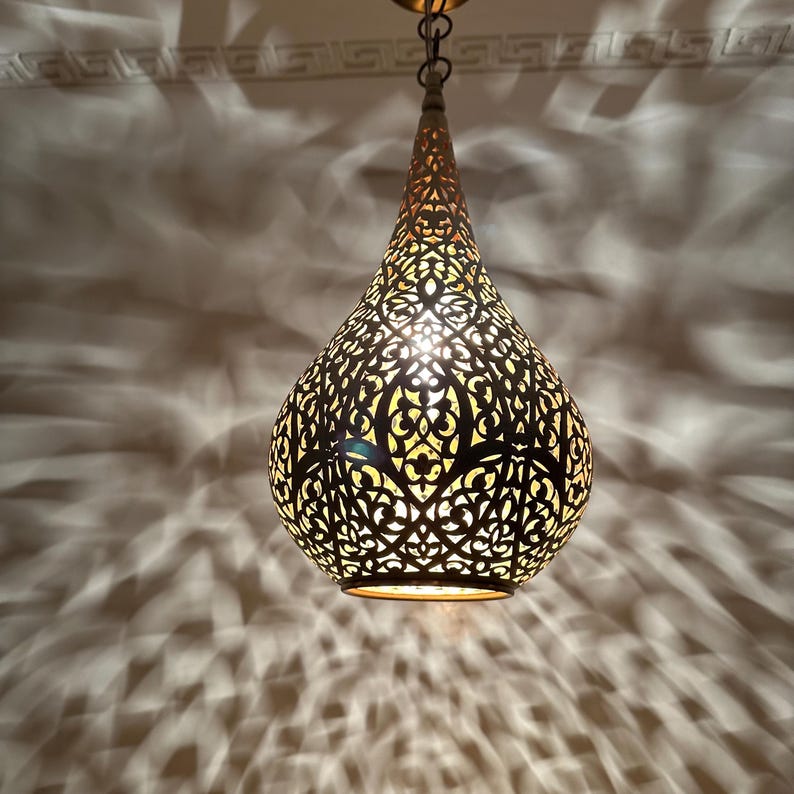 Order by Size : Moroccan Handmade Brass Ceiling Pendant Light (Nejma)