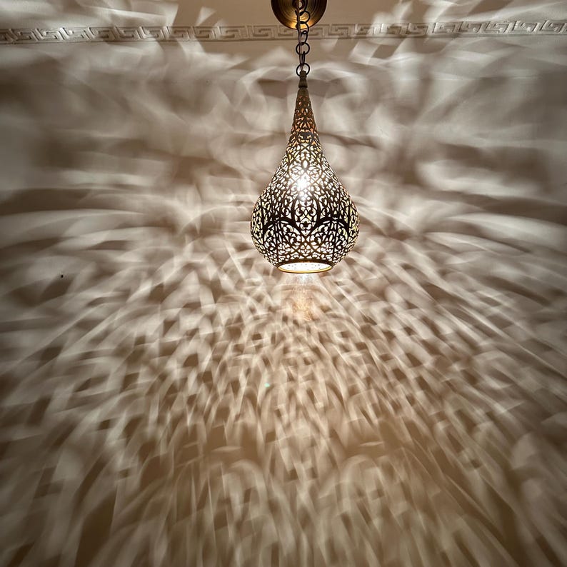 Order by Size : Moroccan Handmade Brass Ceiling Pendant Light (Nejma)