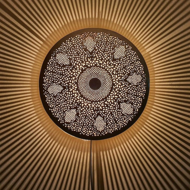 Order by Size : Moroccan handmade brass round wall light lamp ( nador)