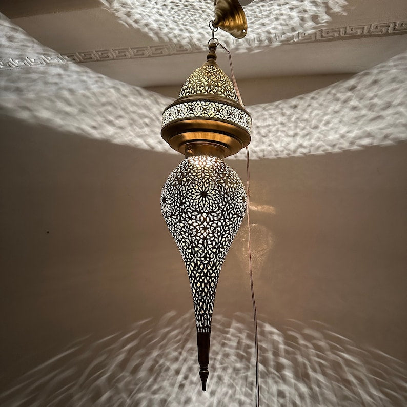 Order by Size : Moroccan Handmade Brass Ceiling Pendant Light (Haylana)