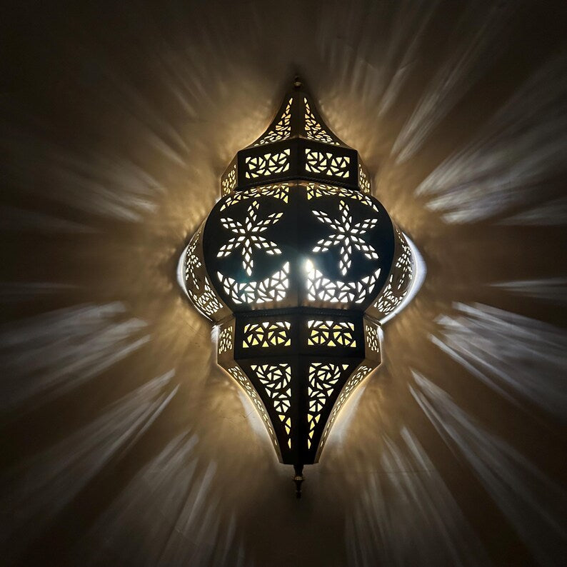 Moroccan handmade sconce brass wall light (Ayla)