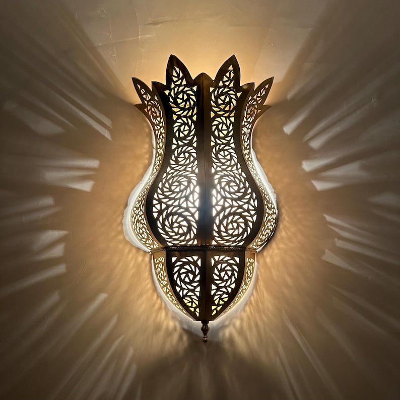 Moroccan handmade sconce brass wall light (Nawal)