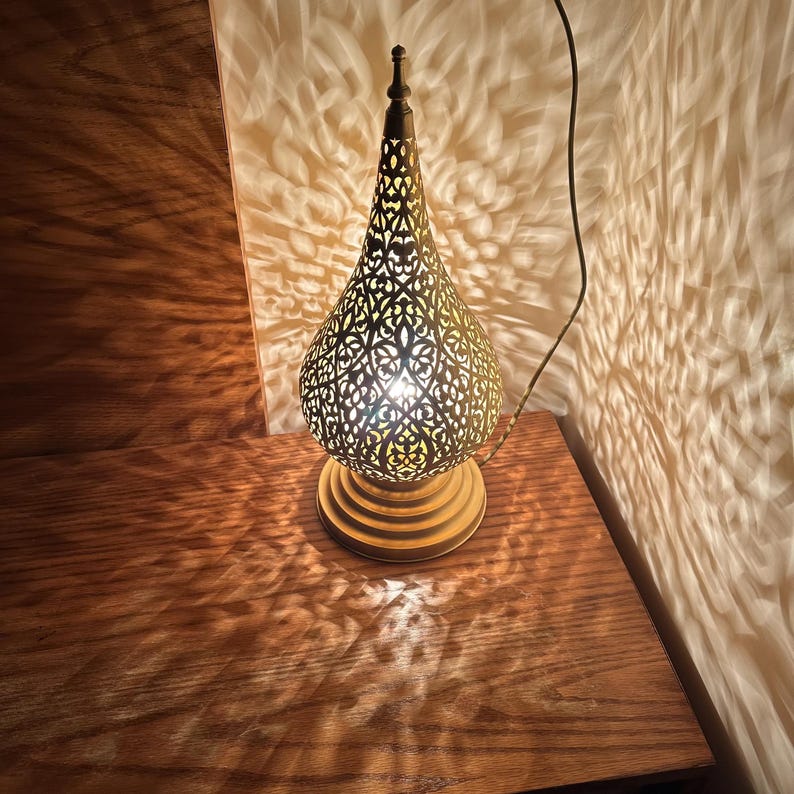 Order by Size : Moroccan Handmade Brass Table Lamp (Maha)