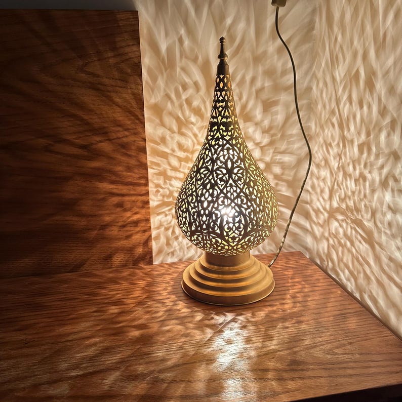 Order by Size : Moroccan Handmade Brass Table Lamp (Maha)
