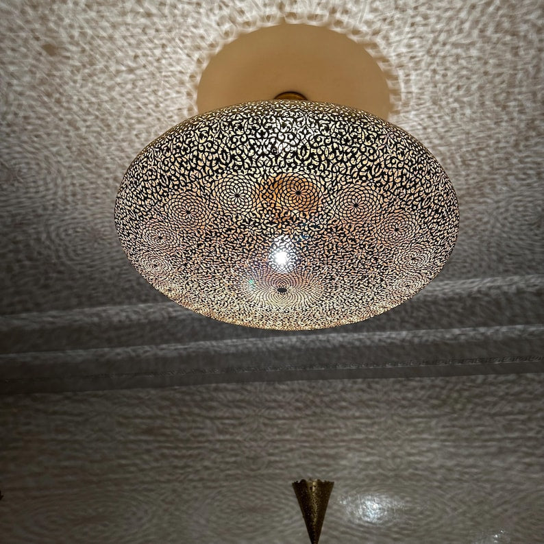 Order by Size : Moroccan Handmade Brass Ceiling Pendant Light (Amalina)