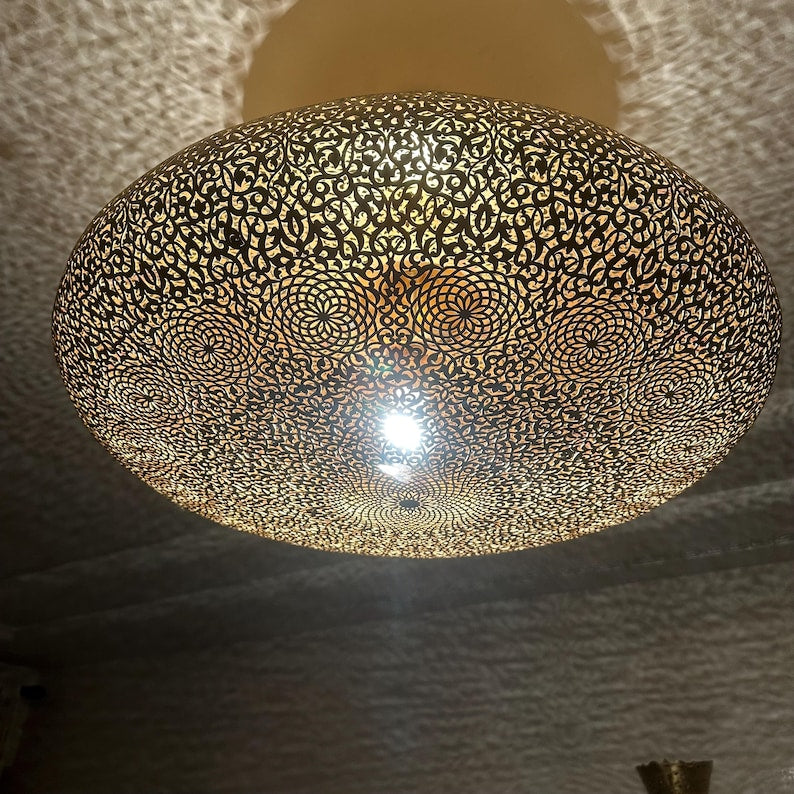 Order by Size : Moroccan Handmade Brass Ceiling Pendant Light (Amalina)