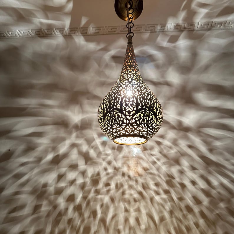 Order by Size : Moroccan Handmade Brass Ceiling Pendant Light (Nejma)