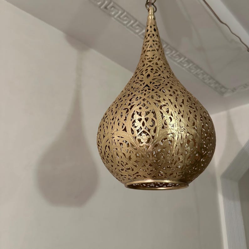 Order by Size : Moroccan Handmade Brass Ceiling Pendant Light (Nejma)