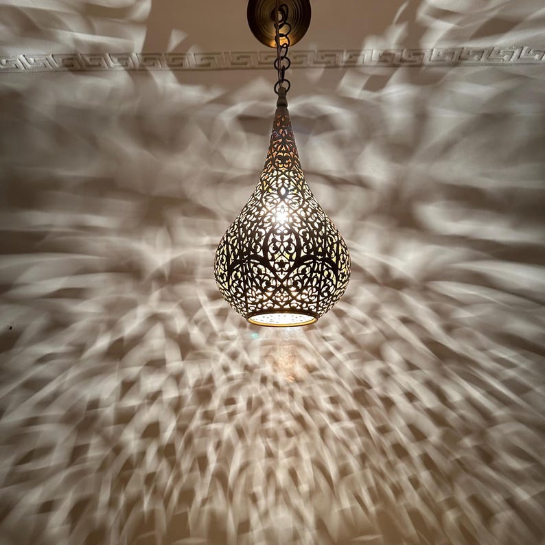 Order by Size : Moroccan Handmade Brass Ceiling Pendant Light (Nejma)