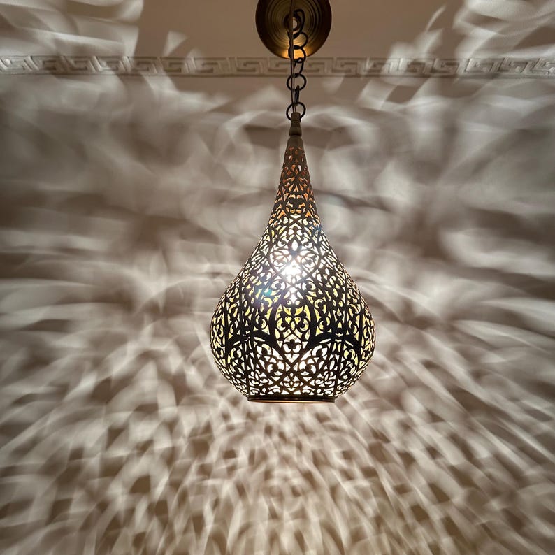 Order by Size : Moroccan Handmade Brass Ceiling Pendant Light (Nejma)