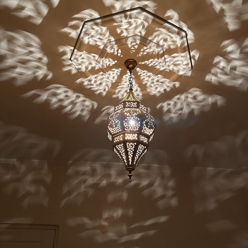 Order by Size : Moroccan Handmade Brass Ceiling Pendant Light (Hennu)