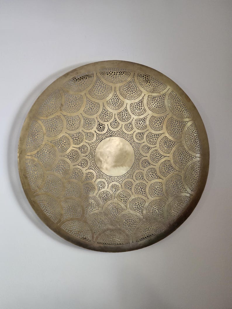 Order by Size : Moroccan handmade brass round wall light lamp (errachidia)