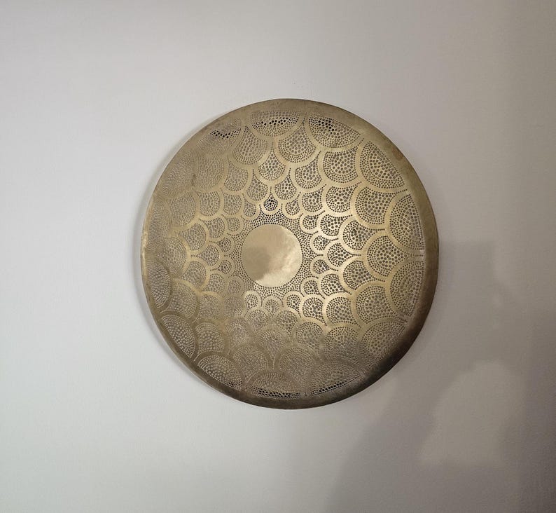 Order by Size : Moroccan handmade brass round wall light lamp (errachidia)
